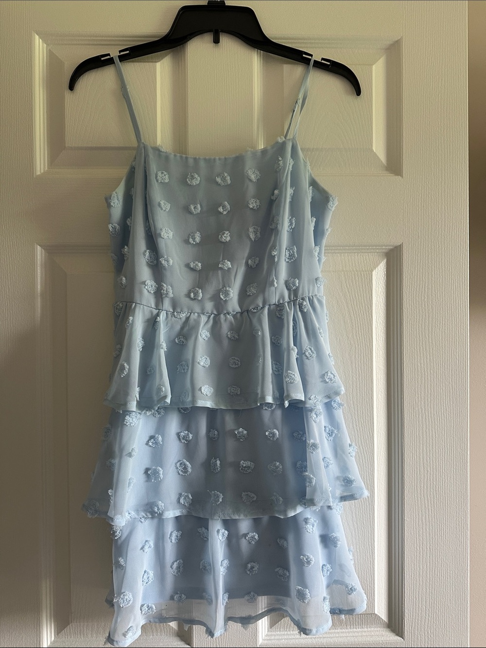 Francesca's Collections Pale Blue Tiered Spaghetti-Strap Dress